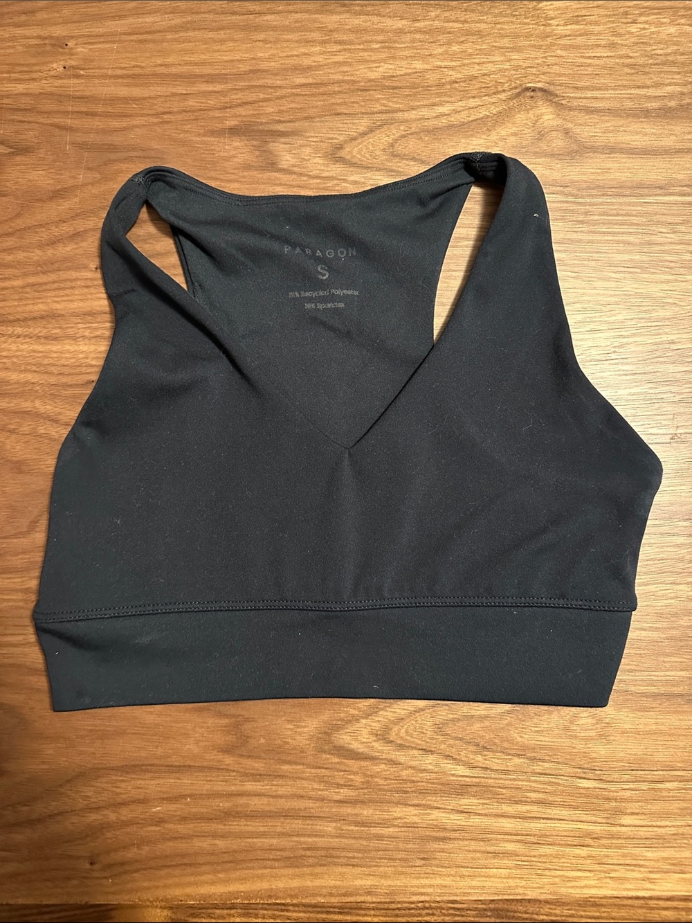 PARAGON Supportive Plunge Crop Black V-Neck Racerback Sports Bra (no pads)